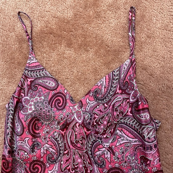 Women's slip dress pink fuchsia paisley French style fashion size 2 - Picture 2 of 9
